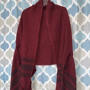 Maroon Fringe Shawl
